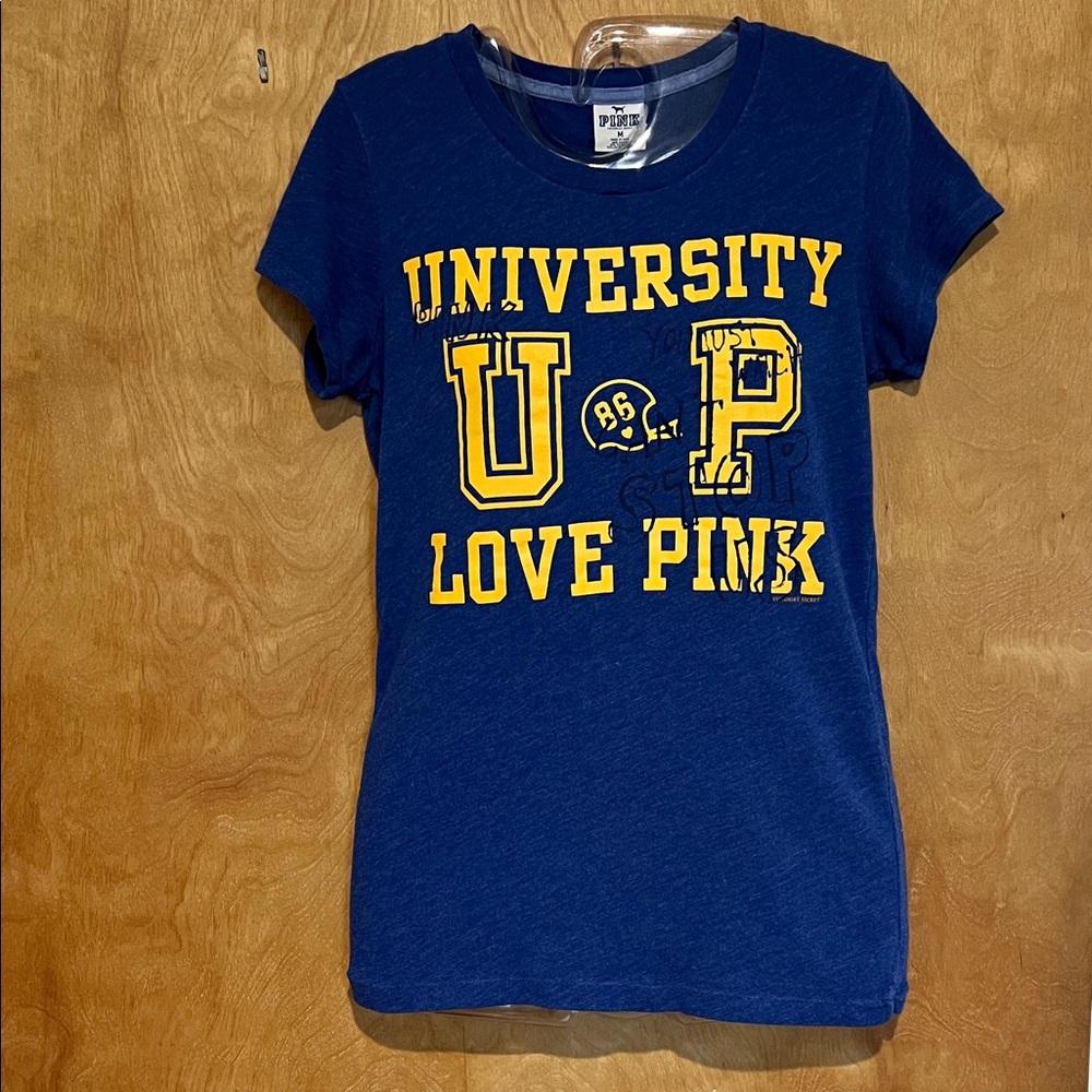 Victoria's Secret Blue Tee with Yellow Graphic (Sz.M)